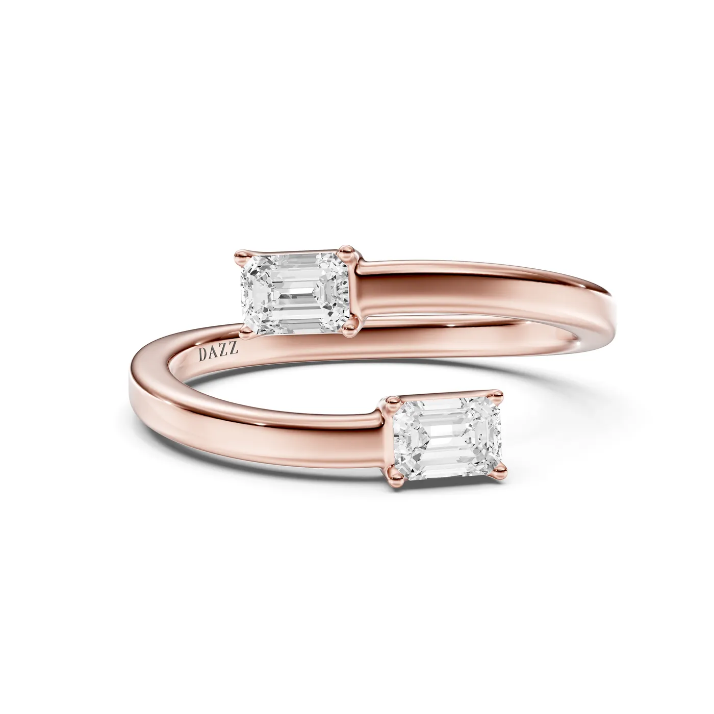 Emerald Toi et Moi Ring, Rose gold — DAZZ diamonds