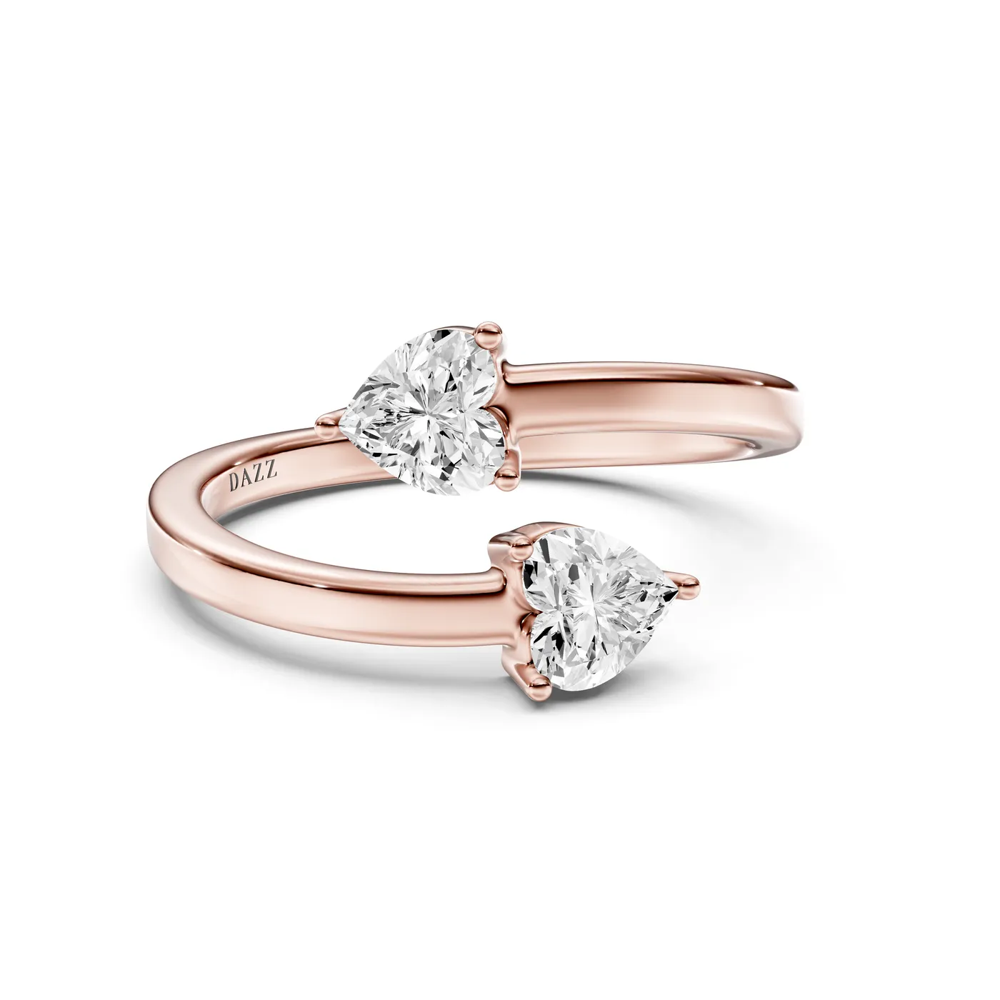 Toi et Moi Ring — Heart, Heart cut, Rose gold — DAZZ diamonds
