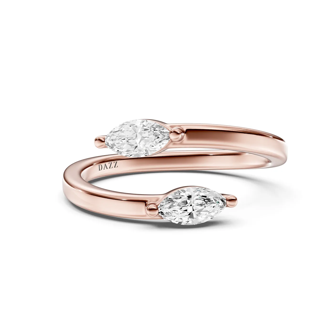 Marquise Toi et Moi Ring, Rose gold — DAZZ diamonds