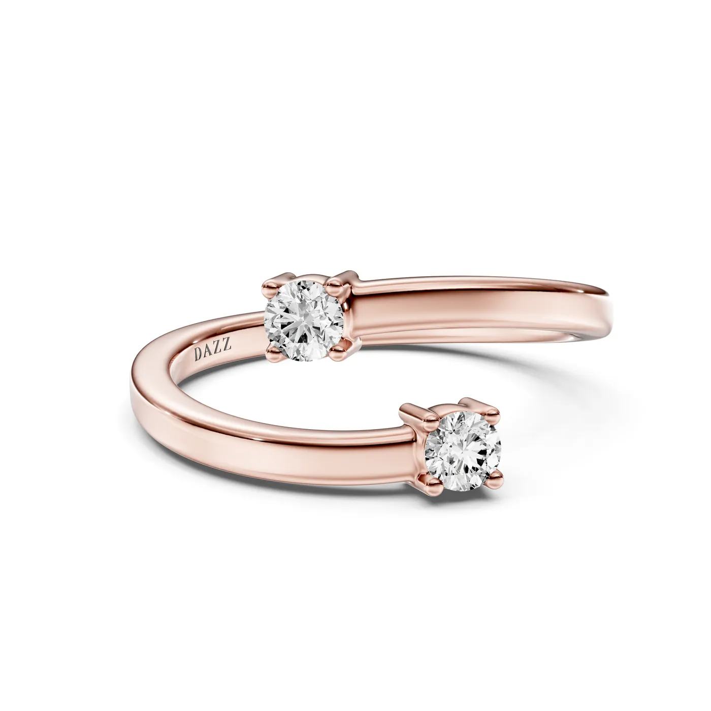 Round Toi et Moi Ring, Rose gold — DAZZ diamonds
