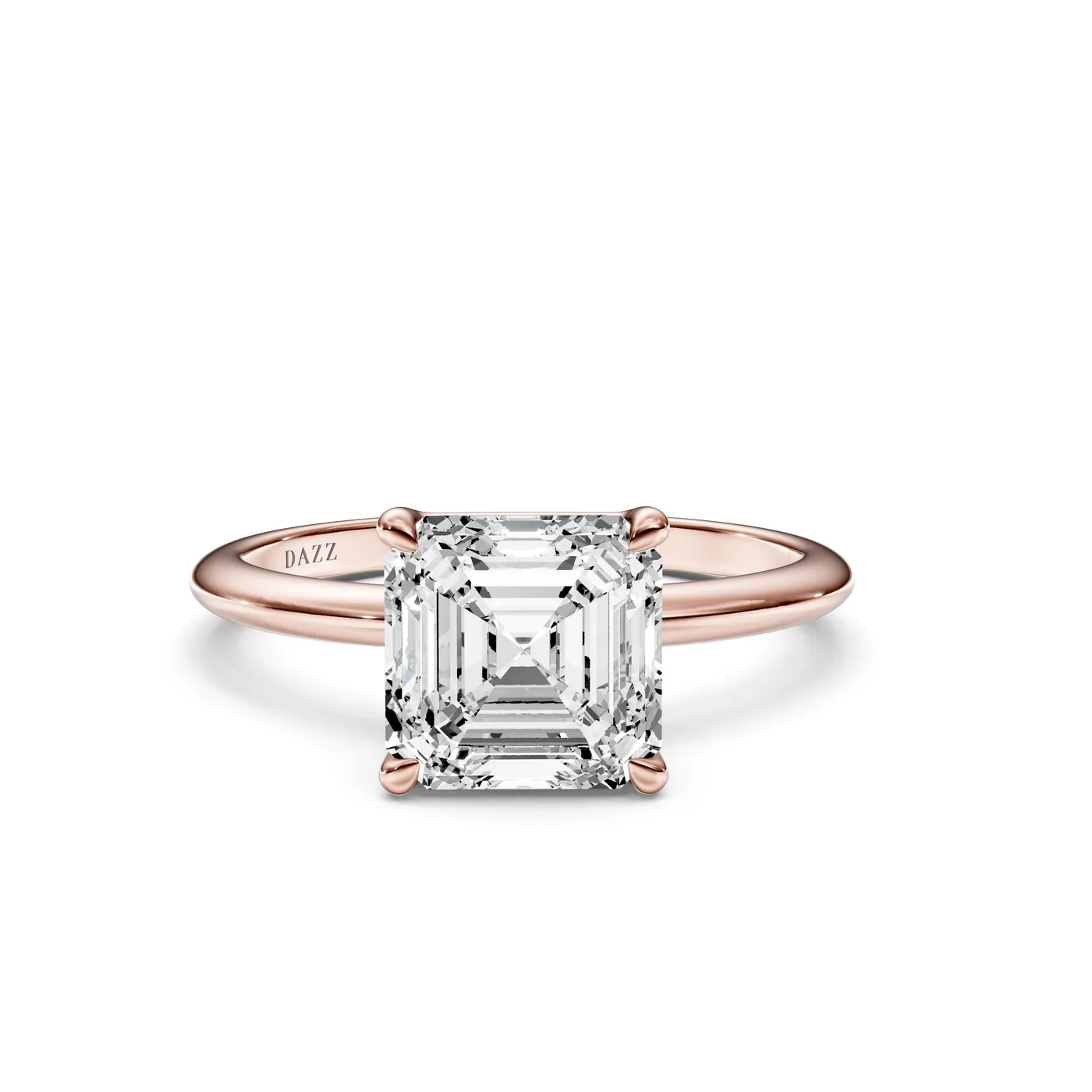 Asscher Solitaire Ring, Rose gold — DAZZ diamonds