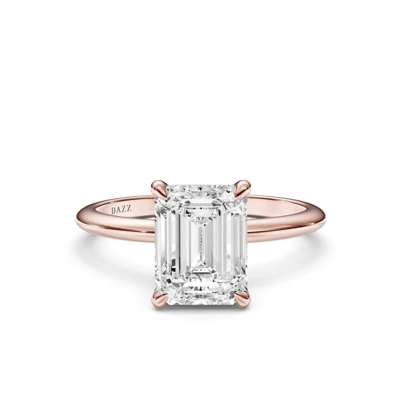 Emerald Solitaire Ring, Emerald cut, Rose gold — DAZZ diamonds
