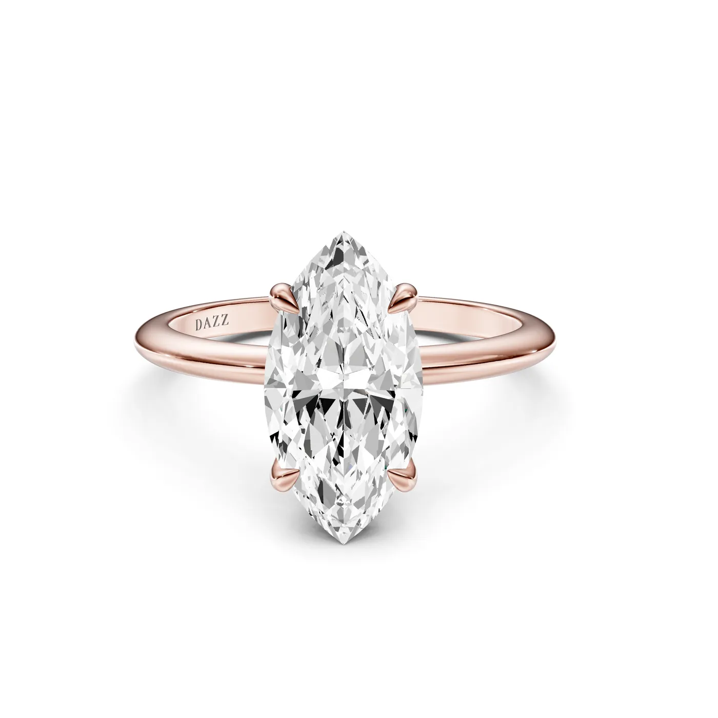 Marquise Solitaire Ring, Rose gold — DAZZ diamonds