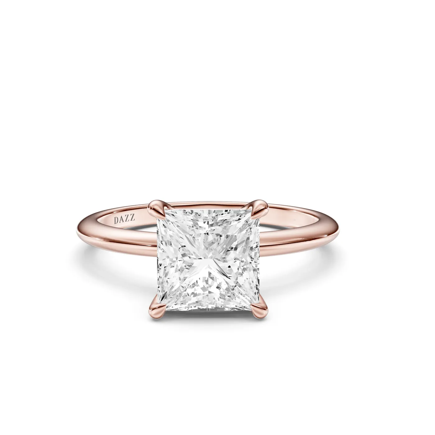 Princess Solitaire Ring, Rose gold — DAZZ diamonds
