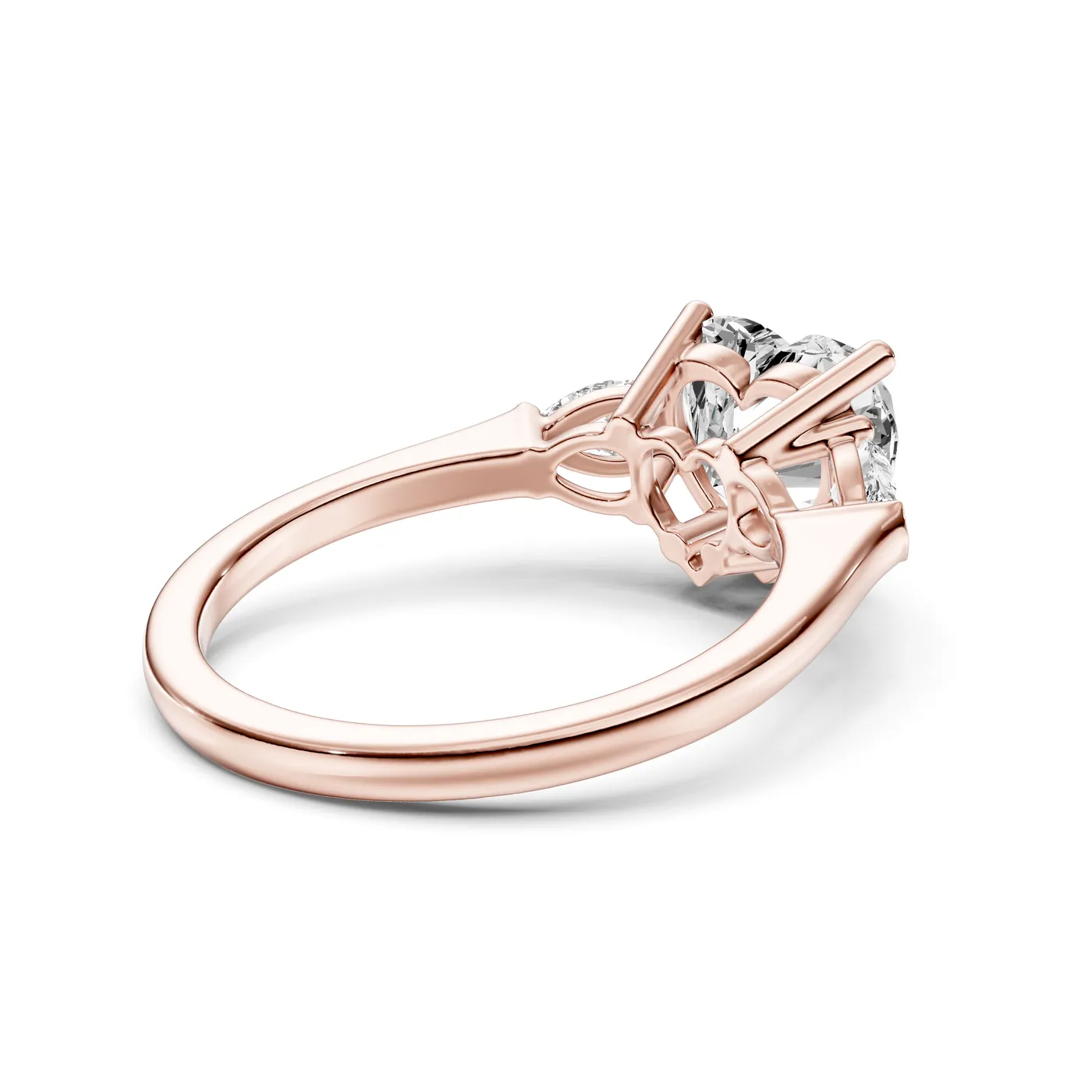 Heart Three-Stone Pear Ring, Rose gold — DAZZ diamonds