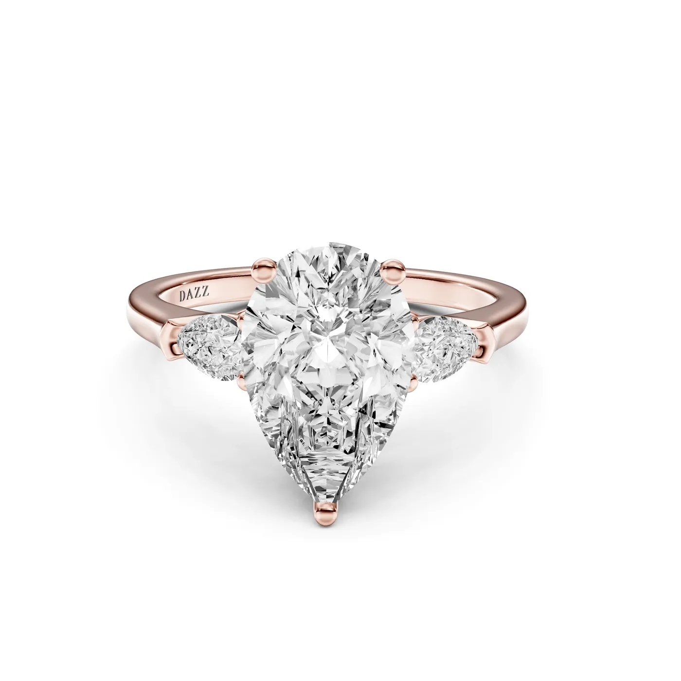 Pear Three-Stone Pear Ring, Rose gold — DAZZ diamonds
