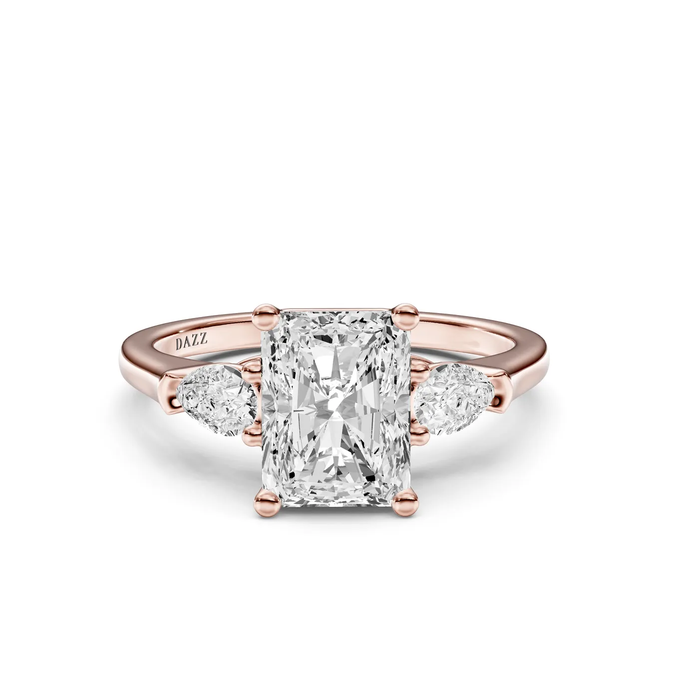 Radiant Three-Stone Pear Ring, Rose gold — DAZZ diamonds