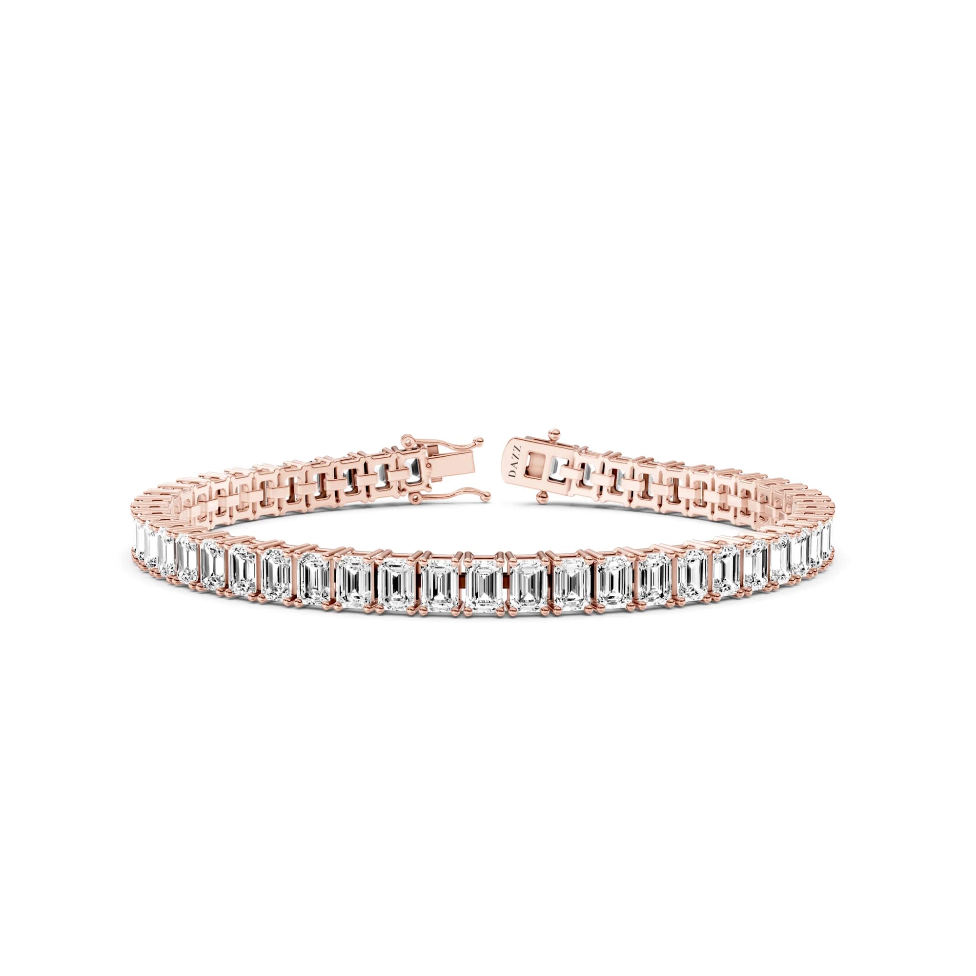 Emerald Diamond Tennis Bracelet, Emerald cut, Rose gold — DAZZ diamonds